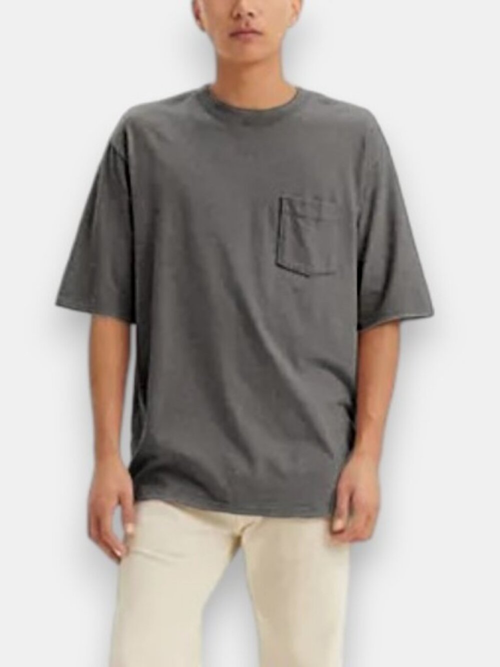 Society loose fit pocket t-shirt grey men's size M